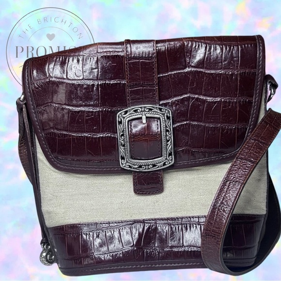 Brighton Handbags - Vintage Brighton Brown & Beige
Crossbody Croc Leather Handbag